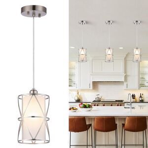 NIB - Pendant Light with Frosted Glass, Modern Pendant Lights Brushed Nickel
